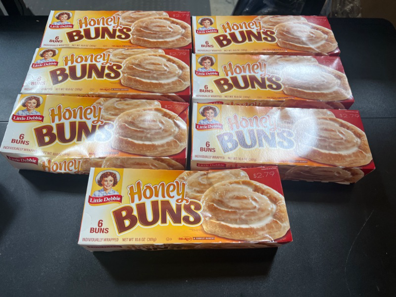 Photo 2 of 7 BOXES Little Debbie Honey Buns, 6 Individually Wrapped Pastries, 10.6 OZ Box 10.6 Ounce (Pack of 1)  BB 08-12-2024