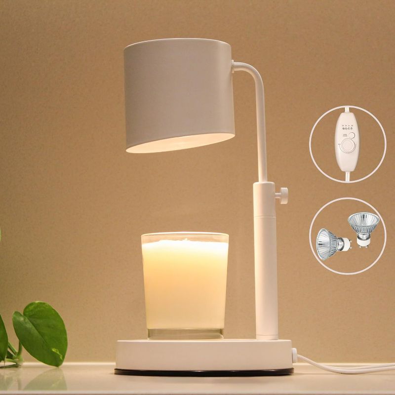 Photo 1 of 
Candle Warming Lamp (Soft White) | Adjustable Height, Sleep Timer/Dimmer & 2 Bulbs | All Size Candles Compatible | Candle Warmer Lamp with Timer 