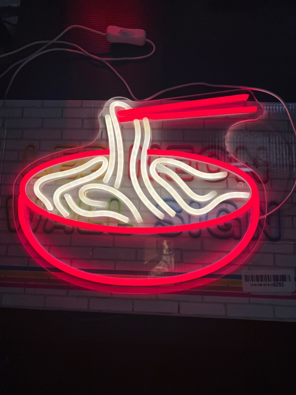 Photo 2 of 
Ramen Anime Neon Sign for Wall Decor Noodles USB Powered Wall Art Red Warm White LED Neon Night Lights for Kids Grils Bedroom Living Room Restaurant Shop Decor, Gift for Birthday Chirstmas