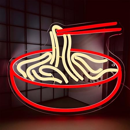 Photo 1 of 
Ramen Anime Neon Sign for Wall Decor Noodles USB Powered Wall Art Red Warm White LED Neon Night Lights for Kids Grils Bedroom Living Room Restaurant Shop Decor, Gift for Birthday Chirstmas