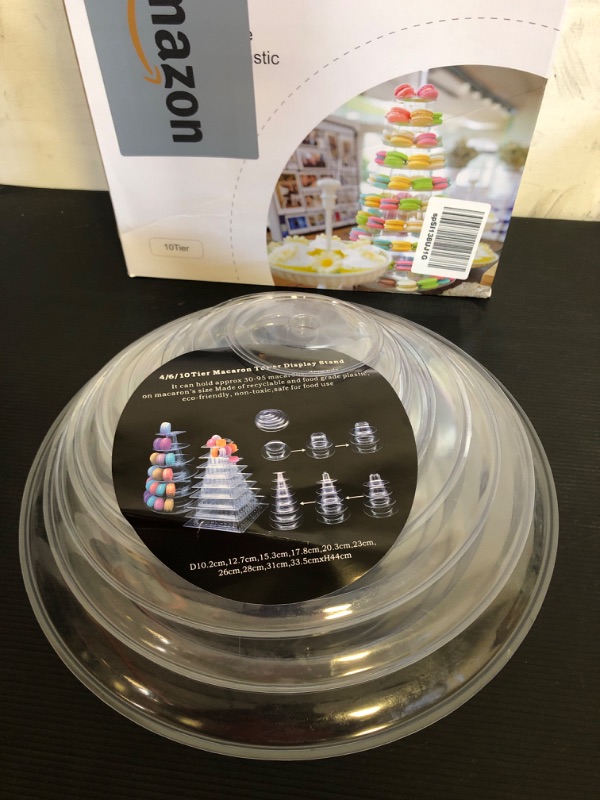 Photo 2 of 10 Tier Round Macaron Tower Stand Plastic Transparent Cake Stand Macaron