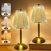 Photo 1 of 2 Pack Table Lamp,3 Color Dimmable Gold Lamp,Rechargeable Led Desk Lamp,Hexagon Crystal Lamp,Cordless Table Lamp,Vintage Lamp,Small bedside lamp,Touch Lamps for Bedrooms/Restaurant/Living Room