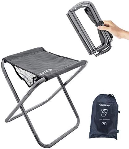 Photo 1 of Camping Stool, 16in Tall Large Size Folding Stool with Carry Bag, Aluminum Alloy Bracket, 1.5lbs Lightweight, Load Capacity to 300lbs, for Travel, Hiking, BBQ, Fishing, Beach(Grey)