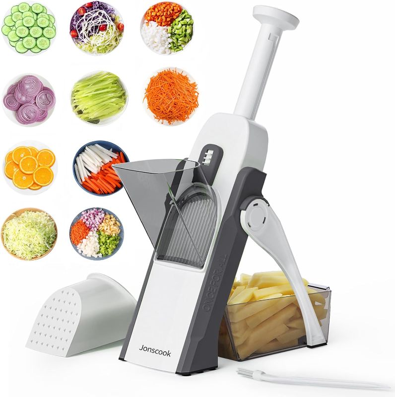 Photo 1 of Safe Veggie Chopper Vegetable Cutter, French Fry Cutter Onion Chopper Vegetable Slicer Fruit Cutter Dicer, Multifunctional Kitchen Gadgets Mandoline Food Slicer For Meal Prep - Gray