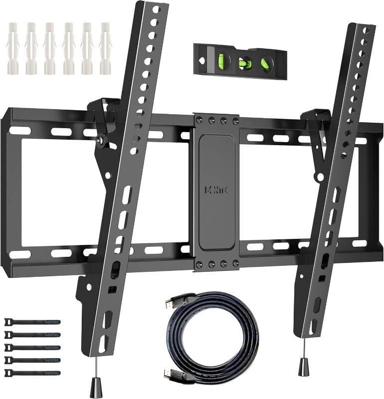 Photo 1 of BONTEC Tilt TV Wall Mount for Most 37-85 Inch LED LCD OLED Flat Curved Screen TVs Fits 16" 18" 24" Wood Stud, Low Profile TV Wall Bracket with Max. VESA 600x400mm, Hold Up to 132LBS