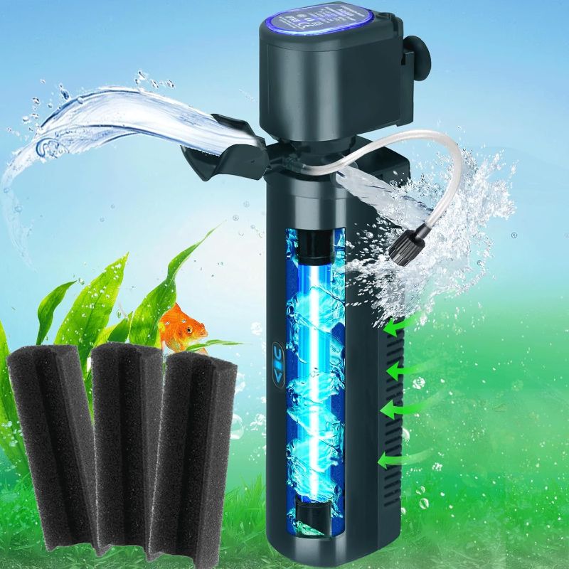 Photo 1 of 200GPH Aquarium Filter, U-V for Aquarium for 20-75 Gal Tank, Submersible Pump Filter for Green Water and Algae Clean, Ultra-Silent Green Killing Machine with Fish Tank Deodorization