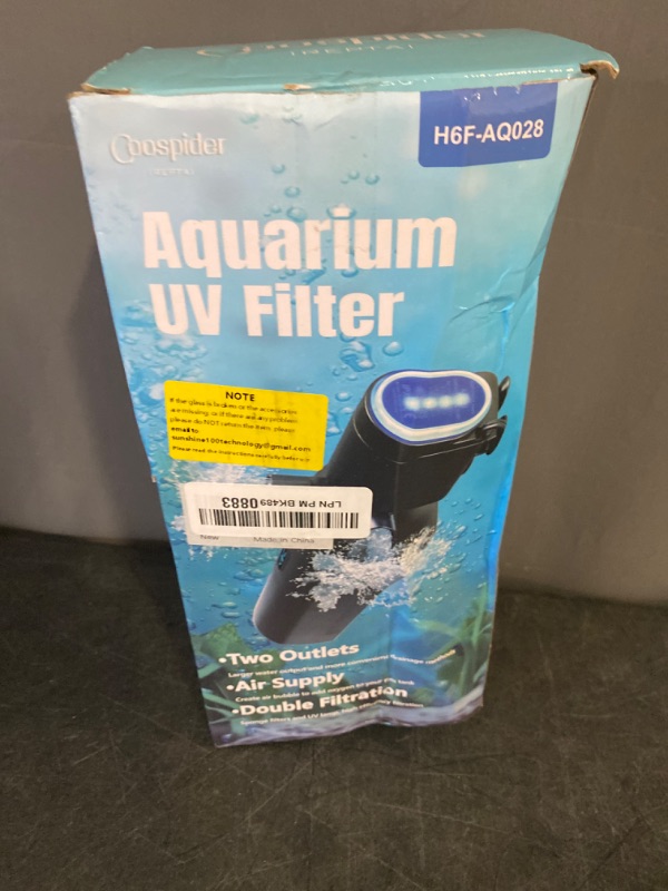 Photo 3 of 200GPH Aquarium Filter, U-V for Aquarium for 20-75 Gal Tank, Submersible Pump Filter for Green Water and Algae Clean, Ultra-Silent Green Killing Machine with Fish Tank Deodorization