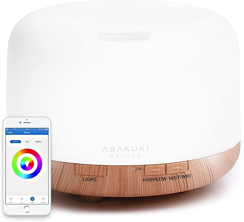 Photo 1 of ASAKUKI Smart Wi-Fi Essential Oil Diffuser, App and Voice Control Compatible with Alexa, 500ml Aromatherapy Humidifier for Relaxing Atmosphere in Home Office Bedroom Gold