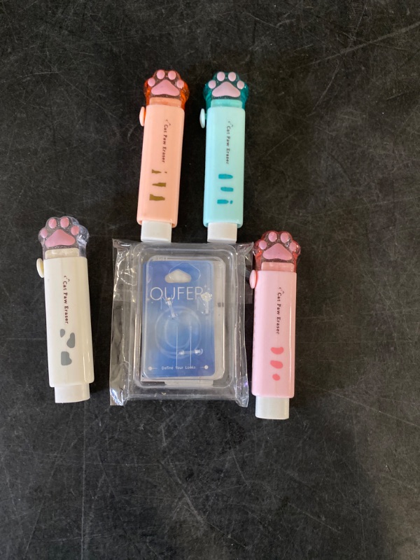 Photo 1 of Retractable Pencil Eraser, Cute Erasers,Cat Paw Eraser,Suitable for School Home Office Supplies, 4Pcs (Eraser-BLFC) - OUFER 3PCS Rook Piercing Jewelry, Plastic Piercings for Surgery, Clear Eyebrow Piercing Jewelry, 16G Eyebrow Rings, Clear Plastic Tragus 