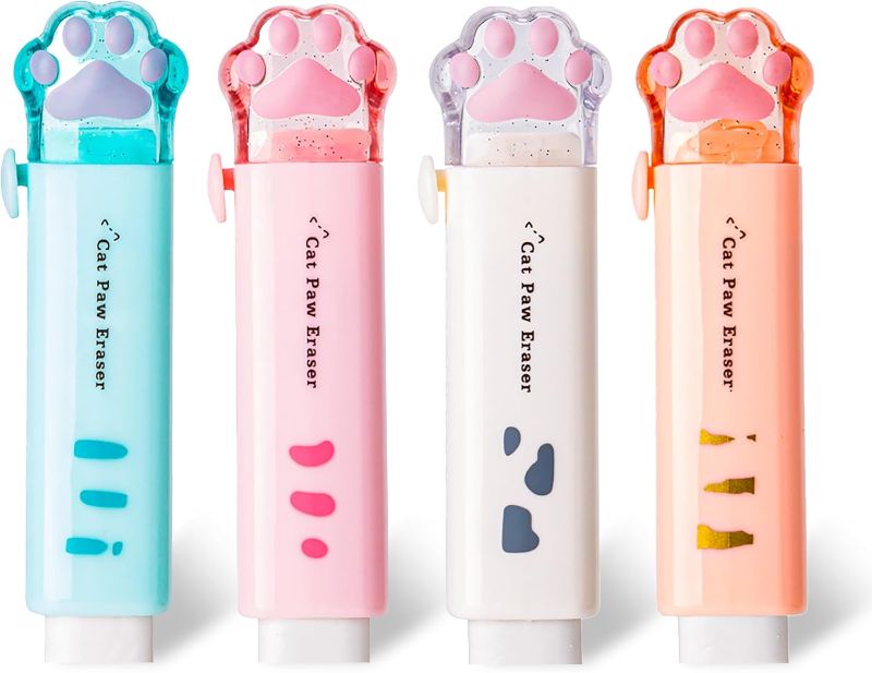 Photo 1 of Retractable Pencil Eraser, Cute Erasers,Cat Paw Eraser,Suitable for School Home Office Supplies, 4Pcs (Eraser-BLFC) - OUFER 3PCS Rook Piercing Jewelry, Plastic Piercings for Surgery, Clear Eyebrow Piercing Jewelry, 16G Eyebrow Rings, Clear Plastic Tragus 