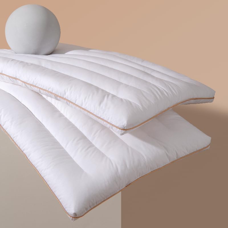 Photo 1 of Flat Pillows for Sleeping Thin, 2.5 inch Height Ultra Thin Pillows,100% Cotton Slim Bed Pillows for Stomach Sleeper,Standard Size - 18x26 in - 2pcs