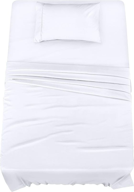 Photo 1 of Bedding Twin Bed Sheets Set - 3 Piece Bedding - Brushed Microfiber - Shrinkage and Fade Resistant - Easy Care (Twin, White)