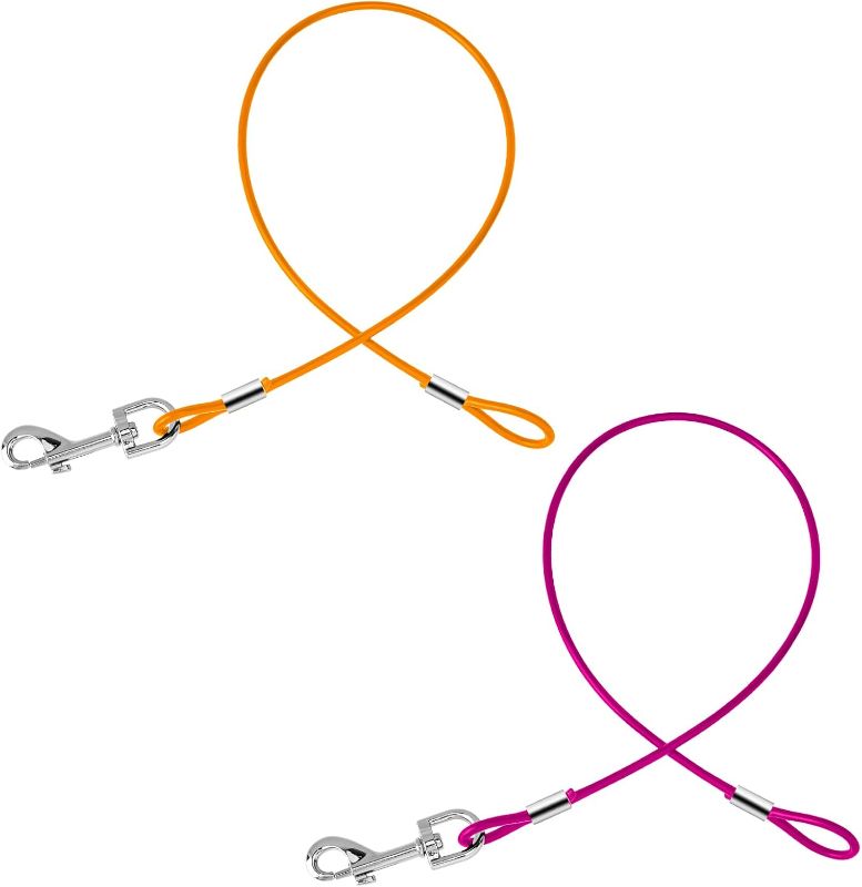 Photo 1 of Misc. Bundle - 2 Pack Chew Proof Dog Leash Extension Metal Cable Lead, Non-Tangle Connect Leash for Any Leash & Collar & Harness, Heavy Duty Black Dog Leash Extender (Orange+Purple); 2 Pack 11.8 x 7.9 Inch Acrylic Paint Palette with Thumb Hole Clear Paint