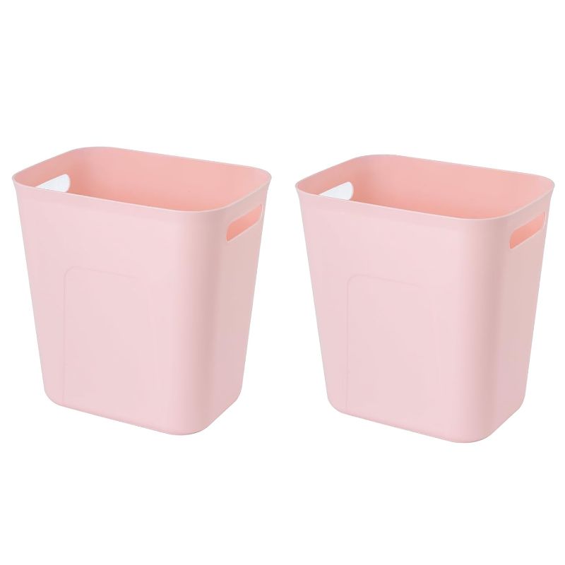 Photo 1 of 2 Pack Pink & Teal Plastic Small Trash Can Wastebasket, Garbage Container Basket 3.5 Gallon