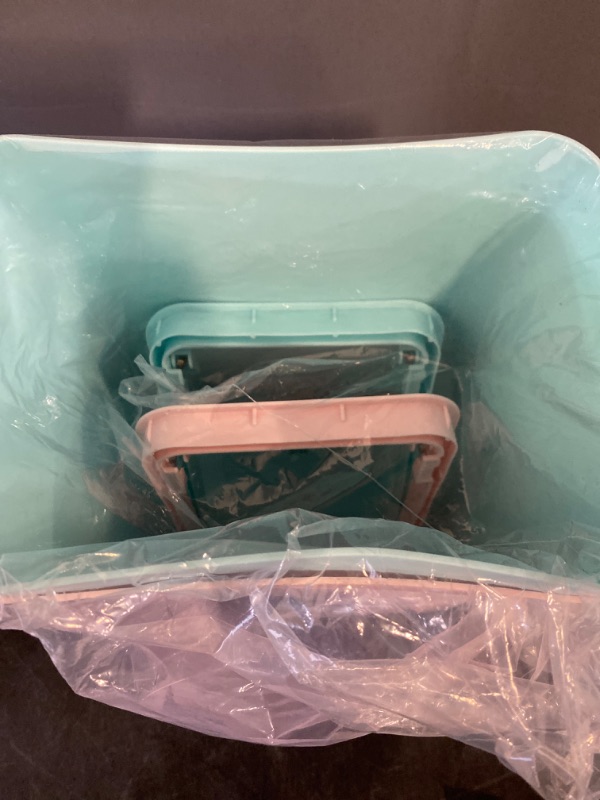 Photo 2 of 2 Pack Pink & Teal Plastic Small Trash Can Wastebasket, Garbage Container Basket 3.5 Gallon