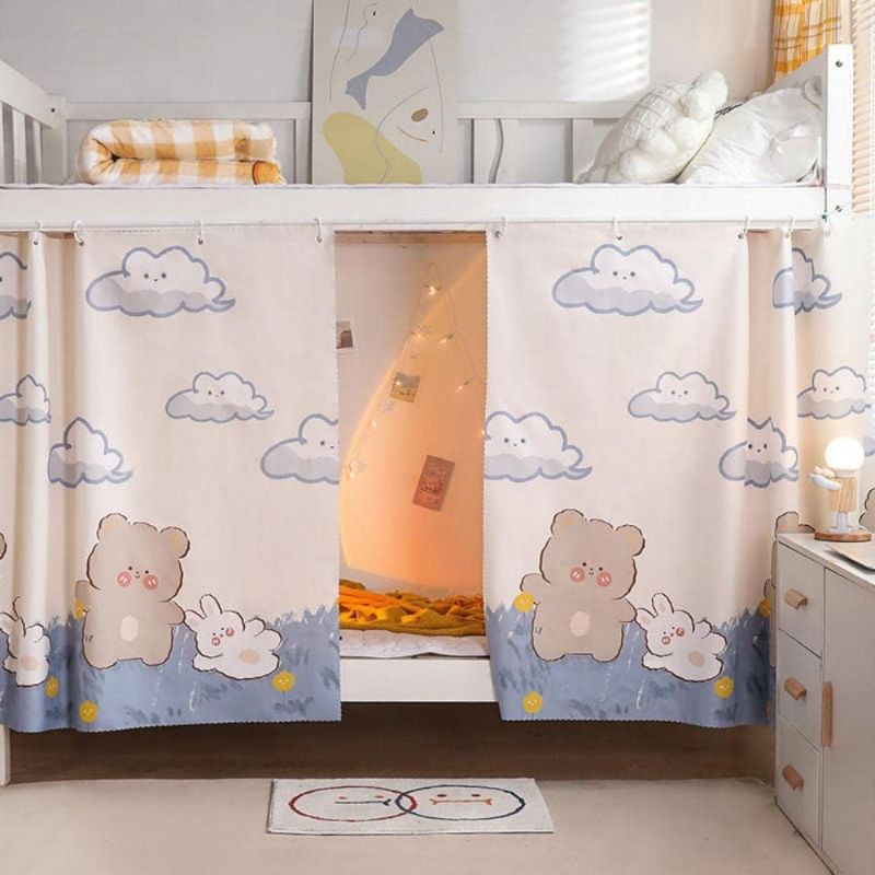 Photo 1 of Bunk Bed Curtains for Bottom Bunk Bed Tent Cute Blackout Loft Bed Privacy Underbed Canopies for Dormitory Bedroom (Bear &Rabbit,4.4ft H (2Pcs))