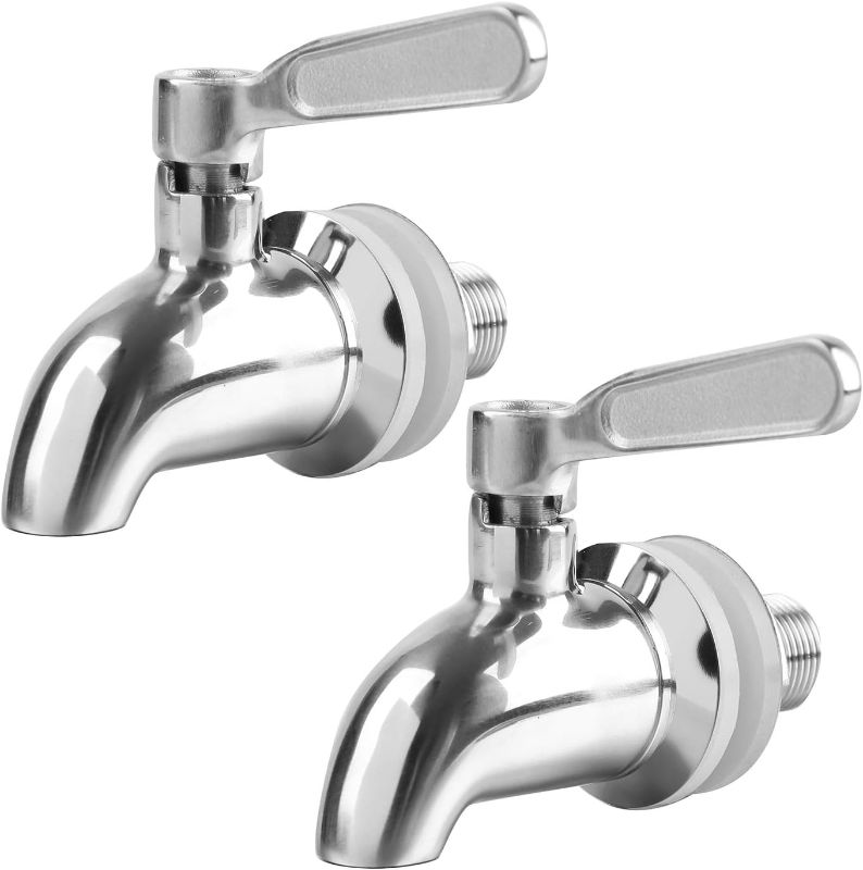 Photo 1 of 2 Pack Beverage Dispenser Replacement Spigot, Stainless Steel Polished Finished Water Drink Dispenser Replacement Faucet