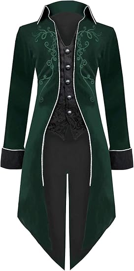 Photo 1 of XL Medieval Steampunk Tailcoat Halloween Costumes for Men, Renaissance Pirate Vampire Gothic Jackets Warlock Frock Coat