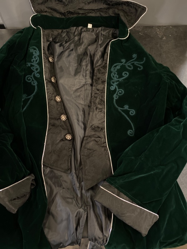 Photo 2 of XL Medieval Steampunk Tailcoat Halloween Costumes for Men, Renaissance Pirate Vampire Gothic Jackets Warlock Frock Coat