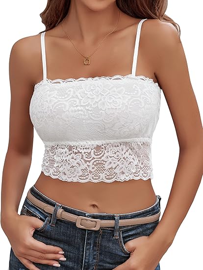 Photo 1 of (XXL) Avidlove Bralettes for Women Lace Spaghetti Strap Tank Top Tube Slim Basic Camisole XXL