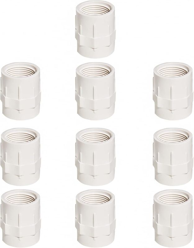 Photo 1 of 10pcs 1/2" White PVC Female Adapter Pipe Fittings (Slip to Female Thread) Coupling with Female Thread Schedule 40 (0.5 Inch)