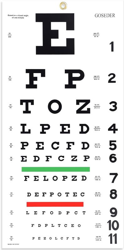 Photo 1 of Snellen Eye Chart, Eye Charts for Eye Exams 20 Feet 22×11 Inches, Low Vision Eye Test Charts for Wall Décor Kids Gifts