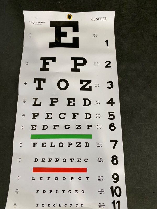 Photo 2 of Snellen Eye Chart, Eye Charts for Eye Exams 20 Feet 22×11 Inches, Low Vision Eye Test Charts for Wall Décor Kids Gifts