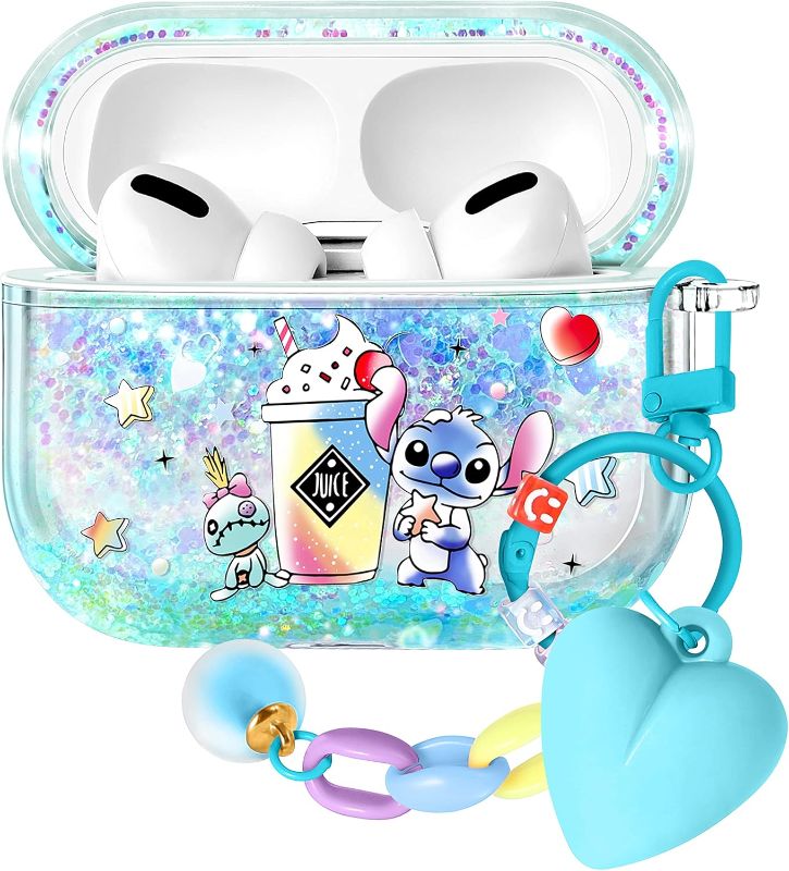 Photo 1 of Airpod Pro/Pro 2nd Generation Case Bling Glitter Liquid Quicksand Cute Cartoon Kawaii with Keychain for Apple AirPod Cases Sparkly Covers for Girls Women Kids Covers for Air Pods Pro Ice