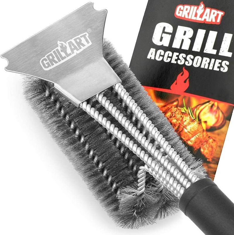 Photo 1 of GRILLART Grill Brush and Scraper BBQ Brush for Grill, Safe 18" Stainless Steel Woven Wire 3 in 1 Bristles Grill Cleaning Brush, BR-4516