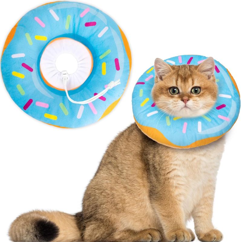 Photo 1 of Cat Cone Collar Soft, Cat Recovery Collar for Wound Healing Cute Cat Donut Adjustable Cat Cones to Stop Licking Comfortable Lightweight Neck Elizabethan Collars for Cats Kittens After Surgery