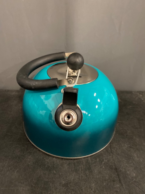 Photo 2 of 2 Quart Stainless Steel Whistling Tea Kettle, the Perfect Stovetop Tea and Water Boilers for Your Home, Dorm, Condo or Apartment. (Blue)