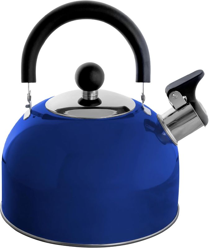 Photo 1 of 2 Quart Stainless Steel Whistling Tea Kettle, the Perfect Stovetop Tea and Water Boilers for Your Home, Dorm, Condo or Apartment. (Blue)