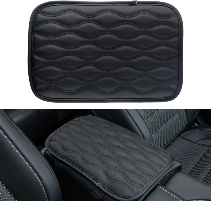 Photo 1 of Amiss Auto Center Console Pad, Universal Waterproof Armrest Seat Box Cover, Car Interior Accessories, Leather Auto Armrest Cover Protector for Most Vehicle, SUV, Truck (Black)