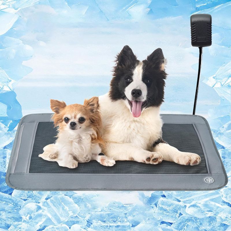 Photo 1 of Electric Dog Cooling Mat,3 Airflow Levels,Cooling Mat for Dogs,Non-Slip & Auto Power Off,Dog Cooling Pad with Chew Resistant Cord-24 x 18 Inches,No Water or Refrigeration Needed