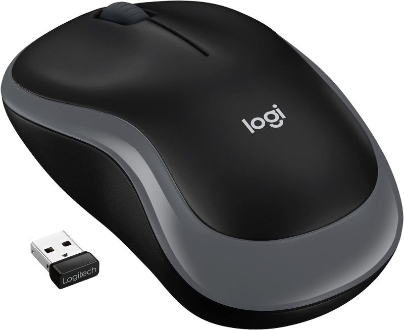 Photo 1 of Logitech M185 Wireless Mouse, 2.4GHz with USB Mini Receiver, 12-Month Battery Life, 1000 DPI Optical Tracking, Ambidextrous PC/Mac/Laptop - Swift Gray