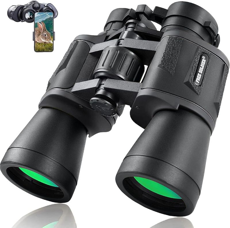 Photo 1 of Binoculars for Adults - 20x50 High Power Binoculars for Bird Watching 28mm Large Eyepiece Waterproof Binoculars Hunting Hiking Concert Travel with Smartphone Adapter BAK4 Prism FMC Lens, Black