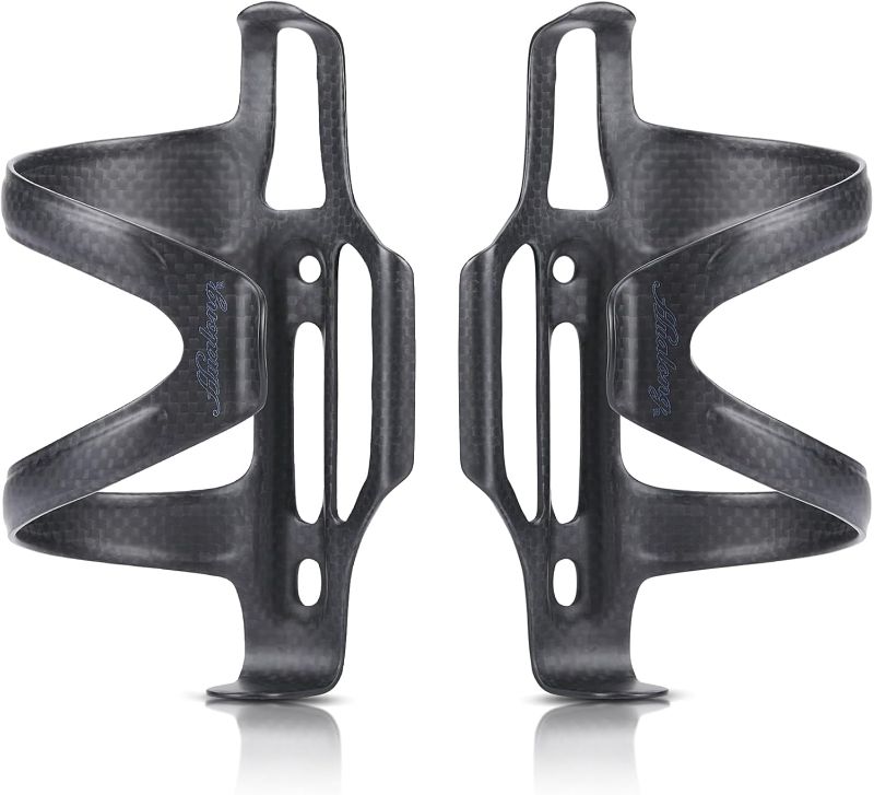 Photo 1 of Carbon Fiber Bicycle Bike Side Load Water Bottle Cage Holder Water Bottle Cages for Road Bikes MTB Mountain Cycling Bike Cup Holder Black Matte, 2 Pack