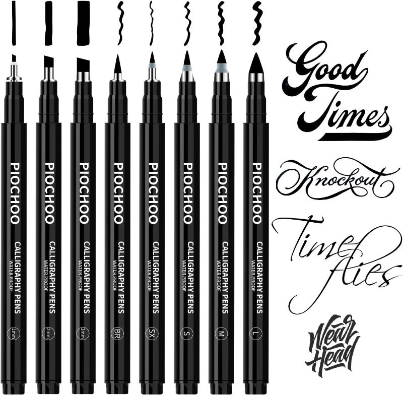 Photo 1 of Calligraphy Pens,8 Size Calligraphy Pens for Writing, Brush Pens Calligraphy Set for Beginners, Hand Lettering Pens