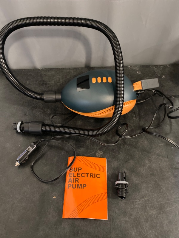Photo 1 of OutdoorMaster 20PSI High Pressure Paddle Board Pump Electric Dolphin -Quick Portable SUP Air Pump,Auto-Off &12V DC Car Connector Electric Pump for Inflatable Stand up Paddle Boards,Boats,Inflators