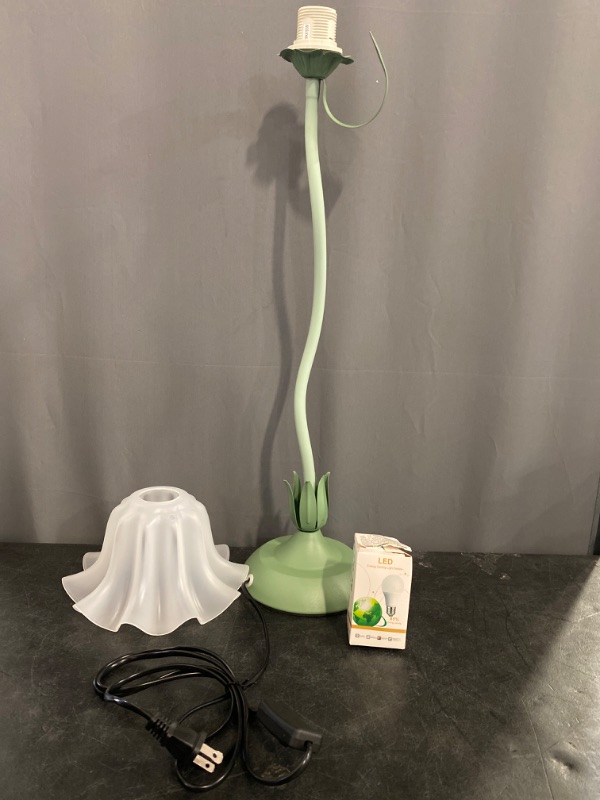 Photo 2 of Modern Flower Table Lamp for Bedroom,  3 Colors Modes Lily of The Valley Bedside Lamp with E26 Bulb Gooseneck Nightstand Lamp for Living Room Office Reading