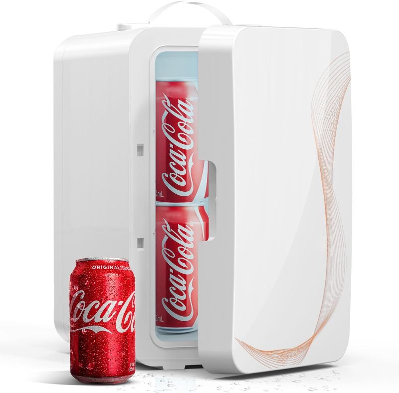 Photo 1 of  Mini Fridge for Bedroom Skincare Fridge 6L/8 Cans Small Refrigerator Compact Refrigerator 110V AC/12V DC Portable Cooler and Warmer for Skin Care Cosmetic Beverages Drinks, Office Dorm and Car