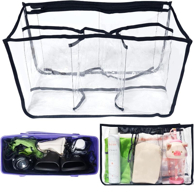 Photo 1 of Clear Beach Bag Organizer Compatible with Original Bogg Bag X Large Size, Insert Divider Pouch Zipper for Bags Accessories, Black