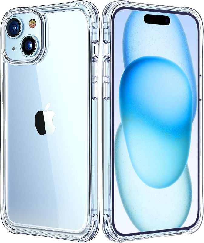 Photo 1 of iPhone 15 Case Clear, [Not Yellowing] [Military-Grade Drop Protection] Clear Slim Phone Cases for Apple iPhone 15 with Shockproof Bumper 2023 - Clear