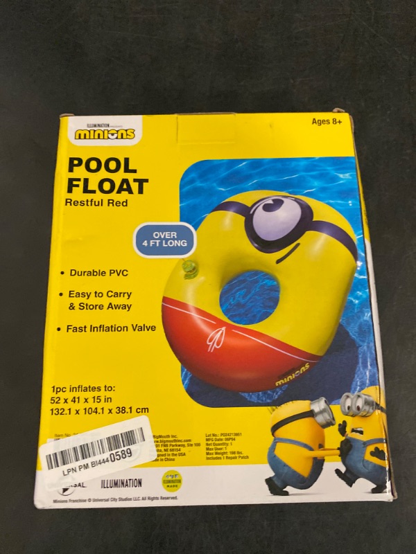 Photo 3 of Giant Minions Inflatable Pool Float, Inflatable Despicable Me 4 Swim Tube Floatie, Licensed Minions Movie Merchandise & Pool Party Supplies