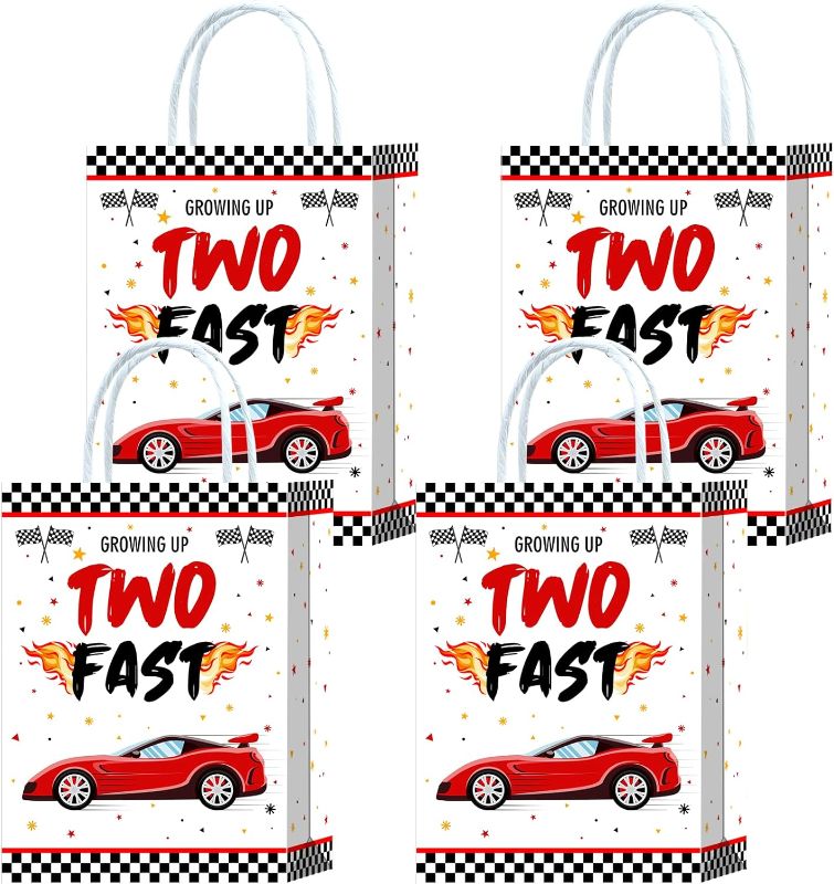 Photo 1 of 16 Pieces Racing car 2nd Birthday Goodie Bags for 2nd Birthday Party Supplies,Two Fast Gift Snacks Treat Candy Party Favors Bags with Handles for Kids Race Car Theme Birthday Party Decorations