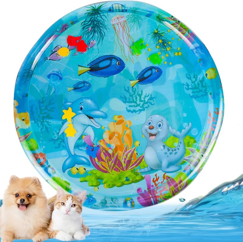 Photo 1 of Extra Large Thickened Sensory Water Playmat for Cats - Water Sensor Playmat with Fish for Cool Comfortable Pet Play (42in*42in)