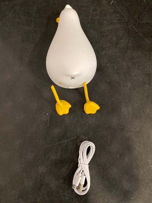 Photo 2 of Benson Lying Flat Duck Night Light, LED Squishy Duck Lamp, Cute Light Up Duck, Silicone Dimmable Nursery Nightlight, Rechargeable Bedside Touch Lamp for Breastfeeding, Finn The Duck