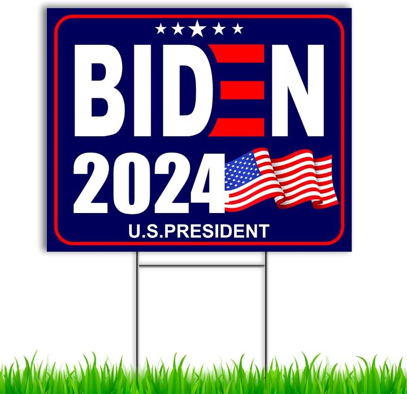 Photo 1 of Biden 2024 Yard Sign - 16x12 Coroplast Double Sided Biden Harris 2024 Yard Sign - Political Yard Signs - Biden for President Yard Sign