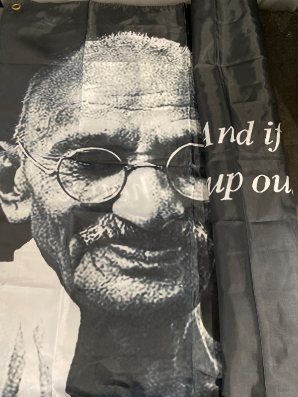 Photo 2 of 3x5 Ft Gandhi And If you Ain't A Hoe,Get Up Out of My Trap House Fun Flag College Dorm Man Cave Home Bedroon Wall Decoration 100% Polyester with Four Brass Grommets