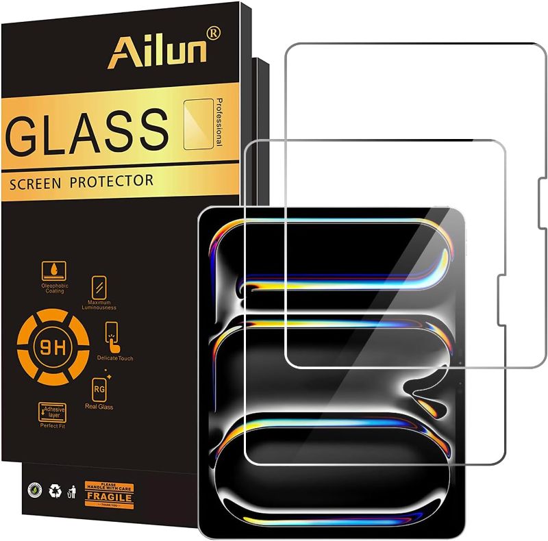 Photo 1 of Ailun 2 Pack Screen Protector for iPad 7 Inch 2024 7th Generation,Tempered Glass [Face ID & Apple Pencil Compatible] Case Friendly [2 Pack]